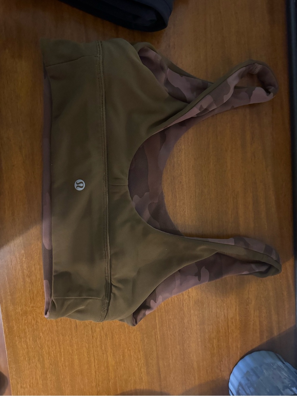 lululemon athletica Olive Green Reversible Camo-Print Swim Top